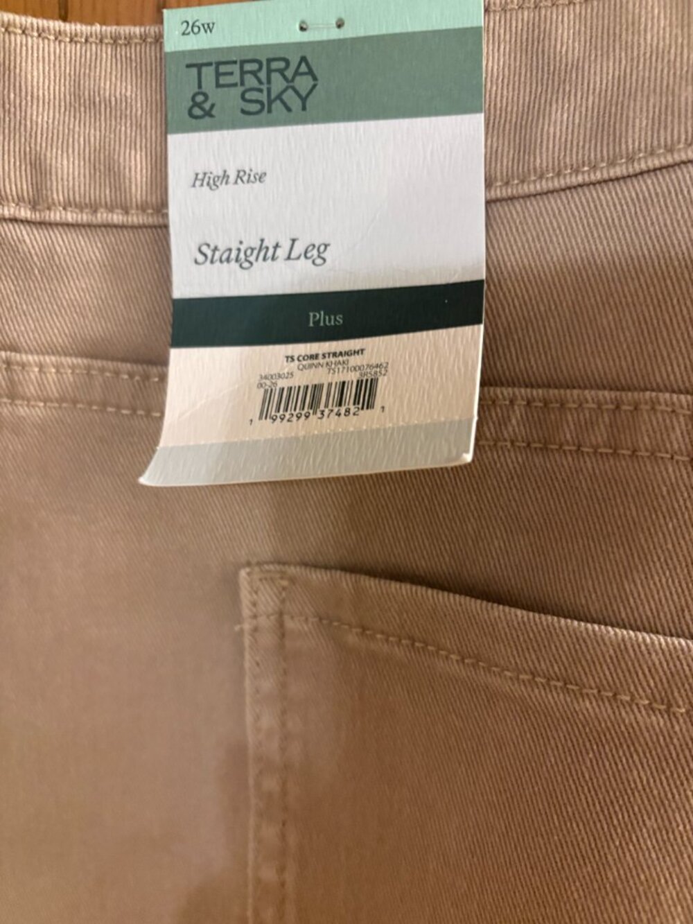 NWT TERRA & SKY 26w Tan Jeans High Rise Straight Leg - Picture 3 of 4